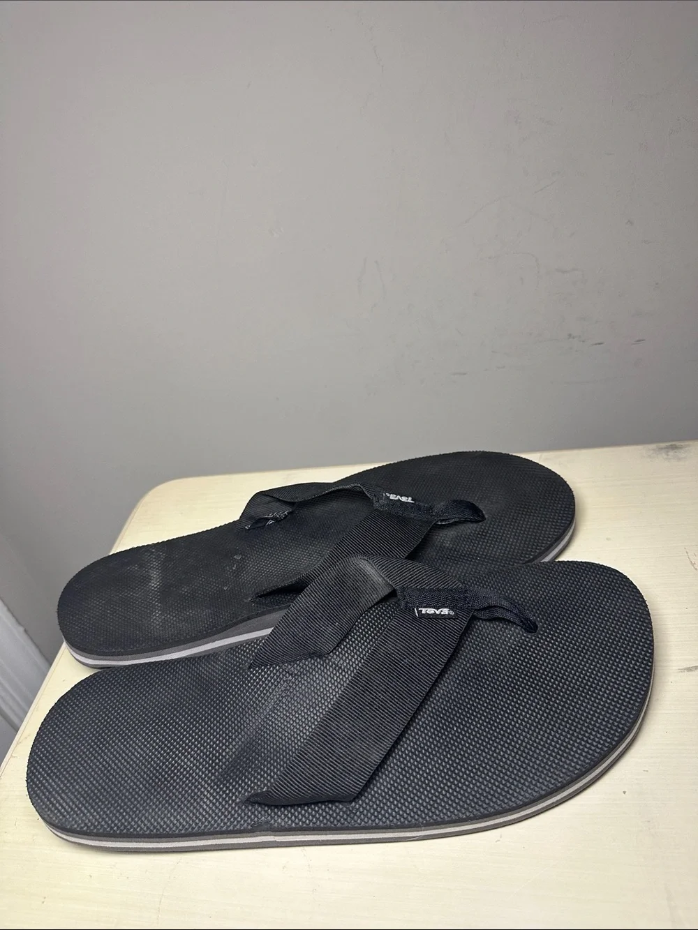 Teva Men's Black Flip-Flop Sandals with Fabric Straps